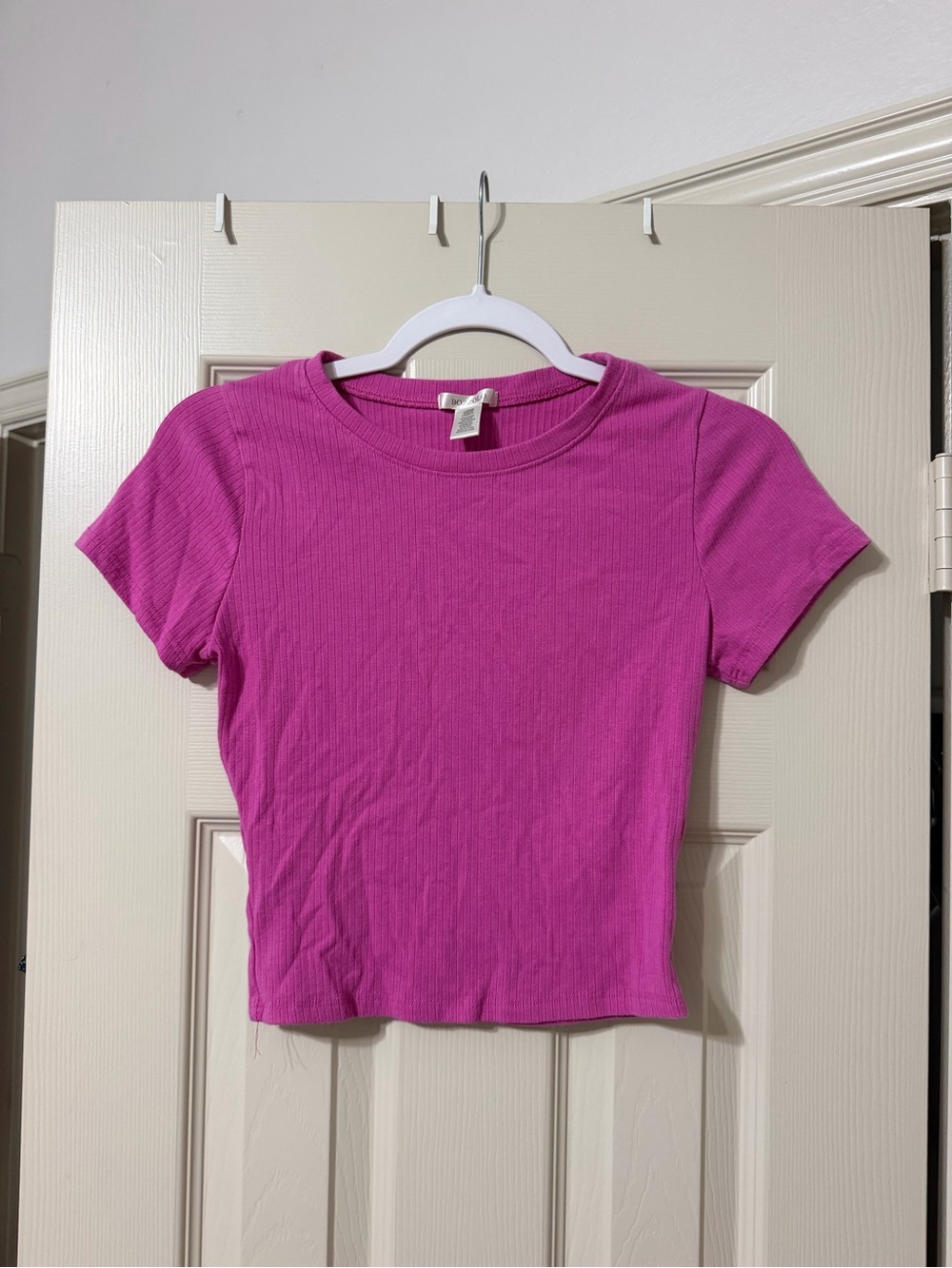 Fuchsia Ribbed Crewneck Tee